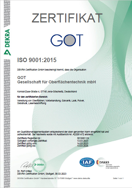 Zertifikat Rezert ISO 9001 2020